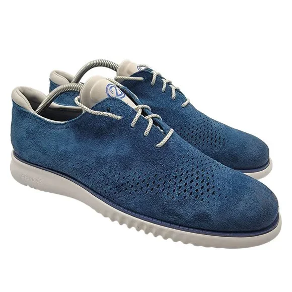 Cole Haan Zero Grand Light Blue Suede Wingtips Cole Haan Shoes Zerogrand Light Green Suede Wingtip Oxfords  main image 4